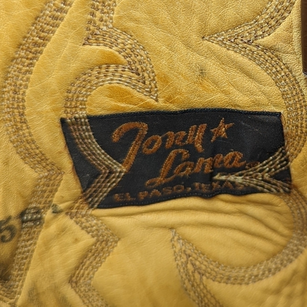 Tony Lama Black Label Shrunken Bull shoulder men's sz 8.5D two tone brown leathe - Picture 9 of 10